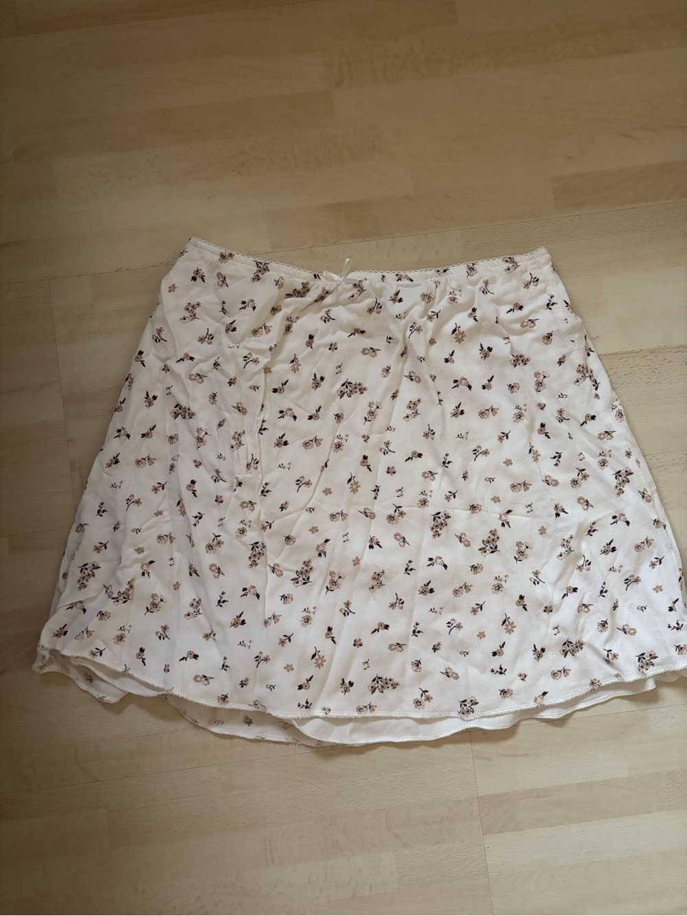 Ardene Cream Mini Skirt with Brown Floral Print